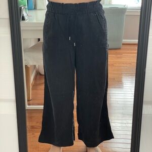 Loft Black Cropped Wide Leg Gaucho Tie Waist Pants - Size Small